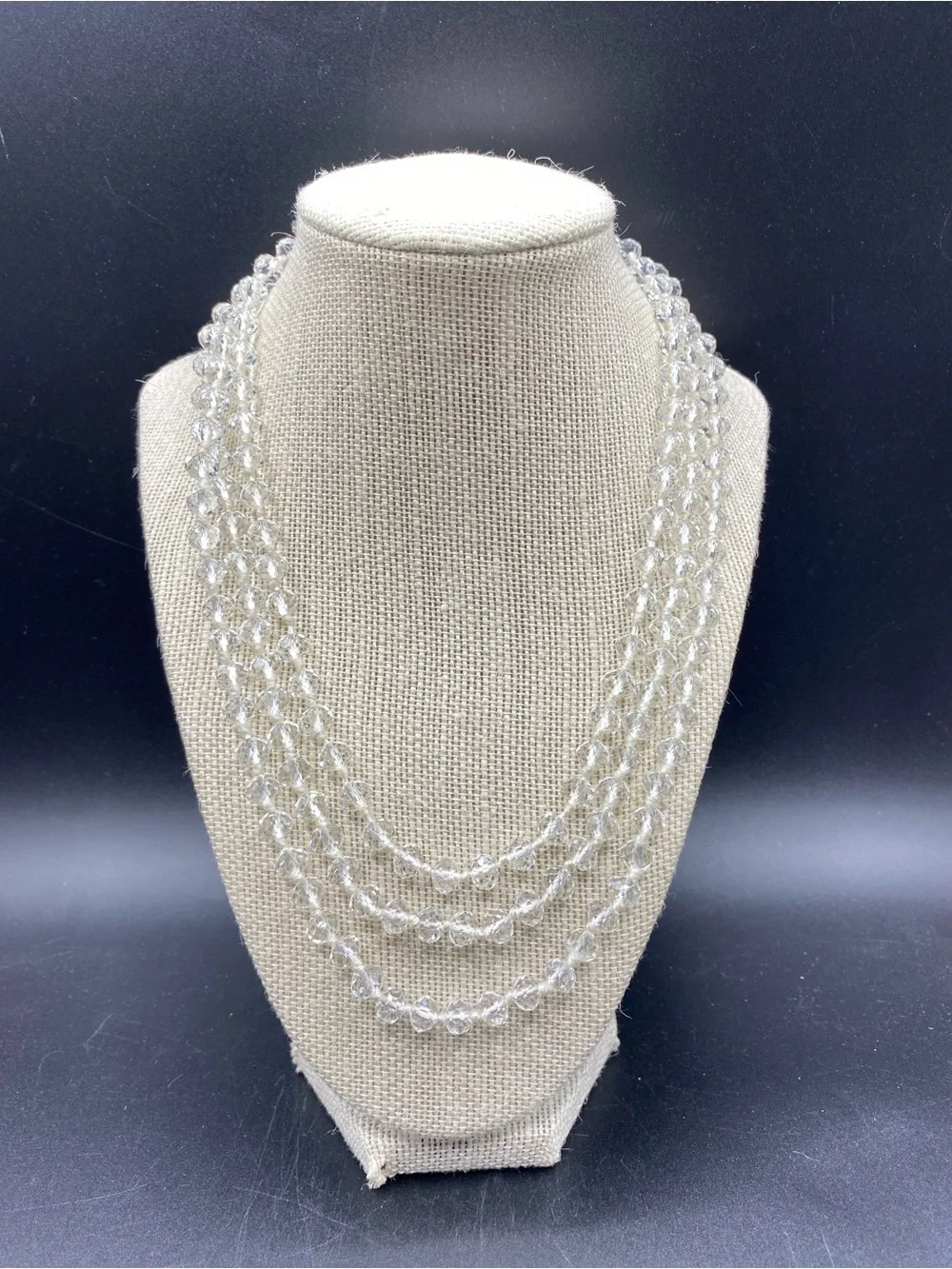 Faceted Glass Beads Long Necklace Over-The-Head Style 64”